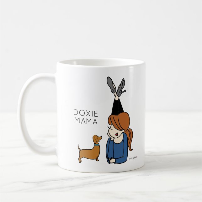 Personlig Doxie Mamma-kaffe Mugg (Vänster)