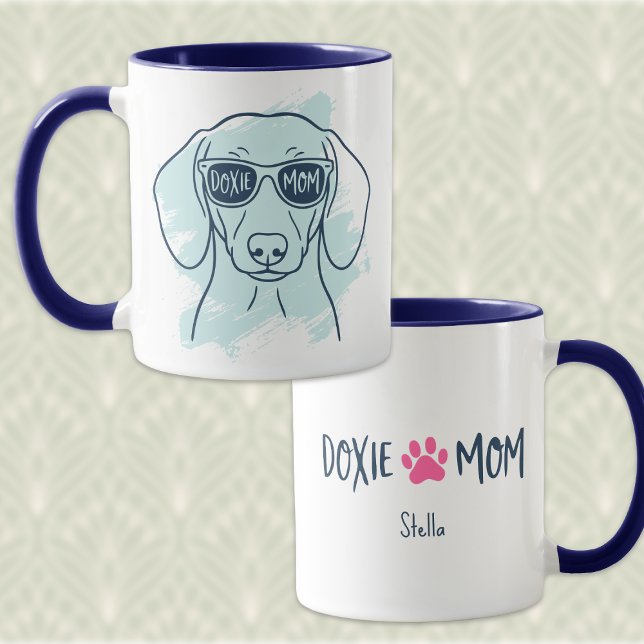 Personlig Doxie Mamma Mugg – Isblå Dachshund (Skapare uppladdad)