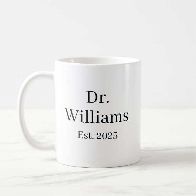 Personlig Dr kaffemugg, namn Keramisk Mugg E (Vänster)