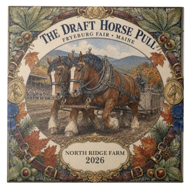 Personlig Draft Horse Pull Fryeburg Fair Maine Kakelplatta (Framsidan)