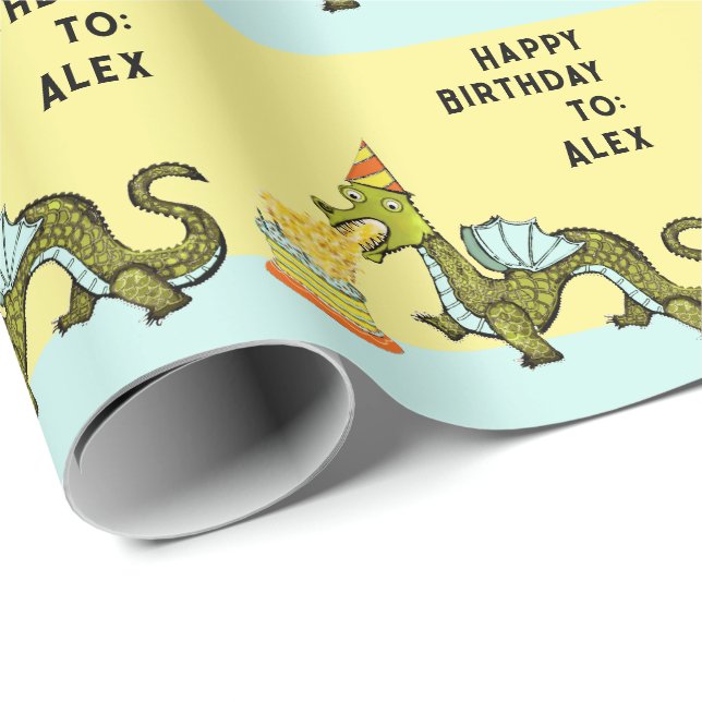 Personlig Dragon Birthday Gift Presentpapper (Rullad Hörn)