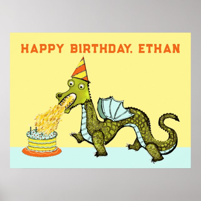 Personlig Dragon Birthday Poster (Framsidan)