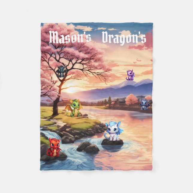 Personlig Dragon Fleecefilt (Framsidan)