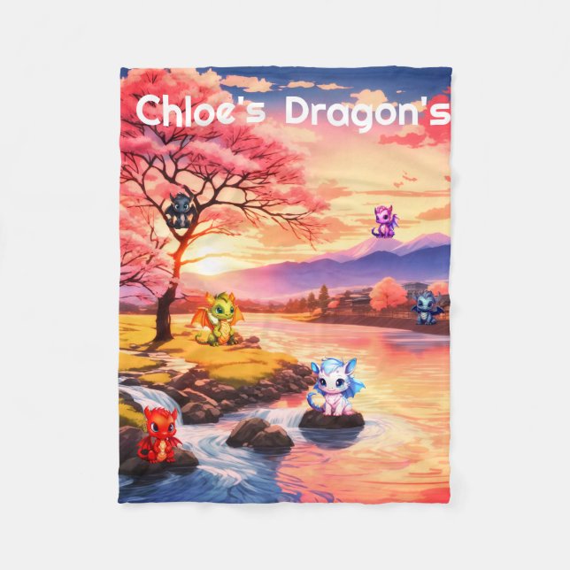 Personlig Dragon Fleecefilt (Framsidan)