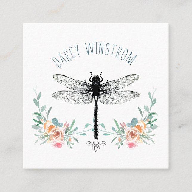 Personlig Dragonfly Blommigt Telefonkort (Framsida)