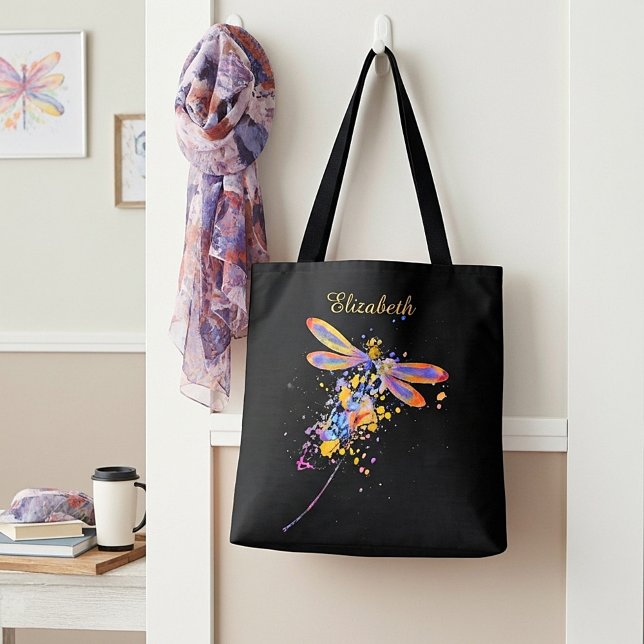 Personlig Dragonfly splatter Tote Bag Tygkasse (Skapare uppladdad)