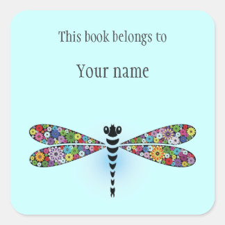 Personlig Dragonfly Sticker-bokskylt Fyrkantigt Klistermärke
