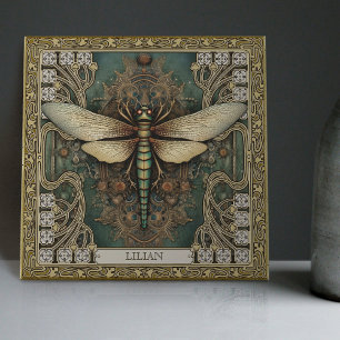 Personlig Dragonfly Tribal Jewel Earth Tones Kakelplatta