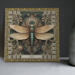 Personlig Dragonfly Tribal Jewel Earth Tones Kakelplatta