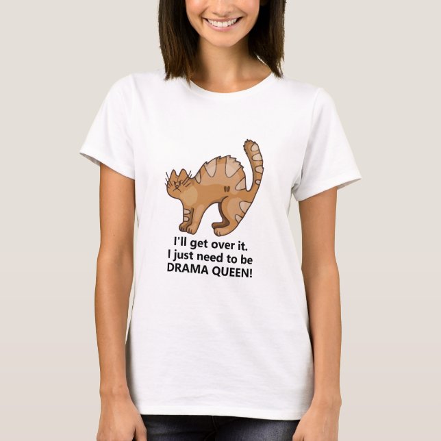 Personlig Drama Cat T-Shirt med punktmeddelande (Framsida)