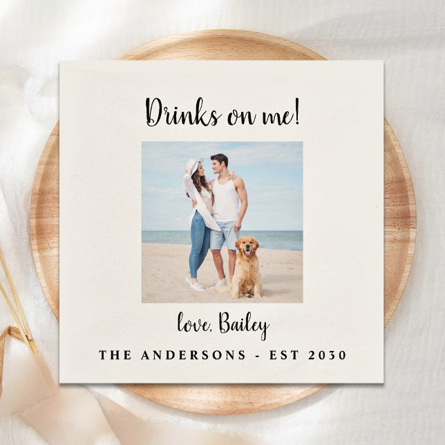 Personlig drar på mig Hund Photo Pet Bröllop Pappersservett (Skapare uppladdad)