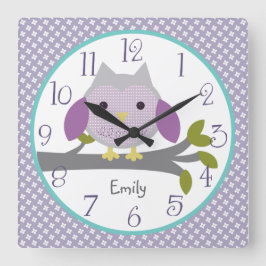 Personlig Dreamland Uggla Nursery Clock Fyrkantig Klocka