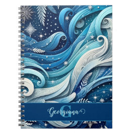 Personlig Dreamy Blue och Frosty Winter Swirls Anteckningsbok