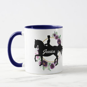 Personlig Dressage Horse Riding Blommigt Namn Mugg