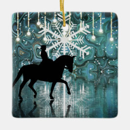 Personlig Dressage Horse Winter Night Snowflake Julgransprydnad Keramik
