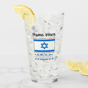 Personlig dricksglas med Israel och israelisk flag Glaskopp