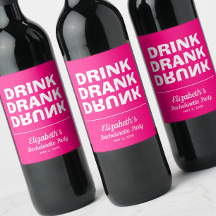 Personlig Drink Drank Drunk Bachelorette Party Vinflaska Etikett