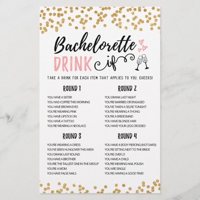 Personlig DRINK IF Bachelorette, Hen Party-vilt (Framsida)