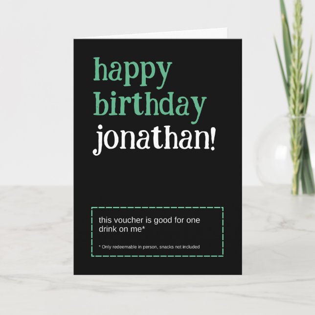 Personlig Drink Voucher Birthday Card Kort (Framsida)