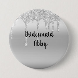 Personlig Dripping Glitter Silver Bridesmaid Knapp