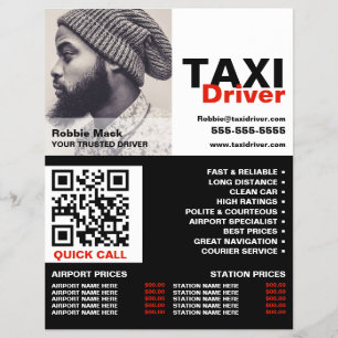 Personlig, drivrutin Taxi - Pris lista Reklamblad