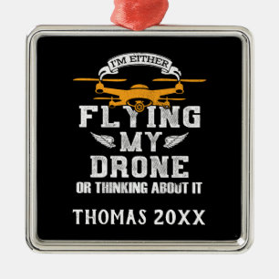 Personlig Drone Pilot Multirotor Quadcopter Julgransprydnad Metall