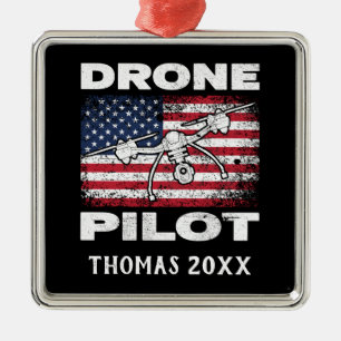 Personlig Drone Pilot Multirotor Quadcopter Julgransprydnad Metall