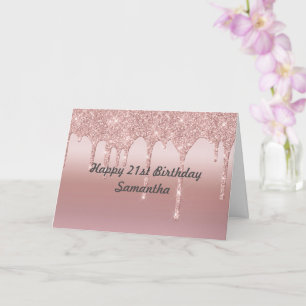 Personlig Droppande Glitter Roséguld Kort