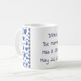 Personlig, dryck, blått glitter hjärta på vit kaffemugg