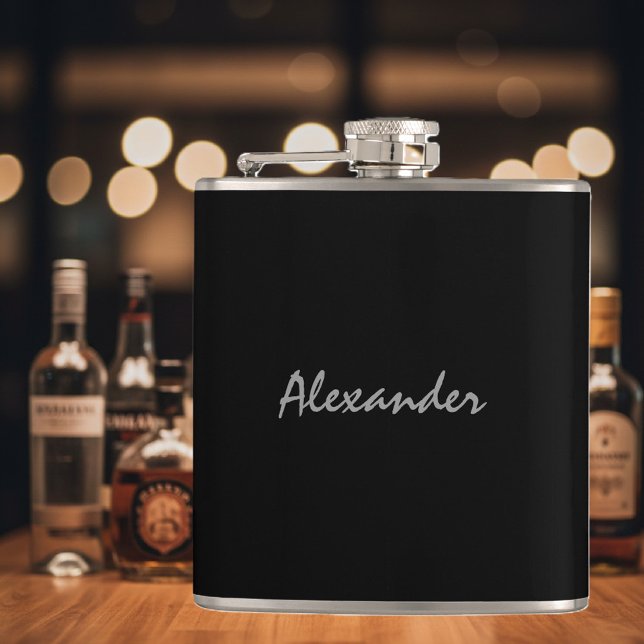 Personlig dryckeskolv | FÖR MANAR ELEGANT Fickplunta (black flask for men)