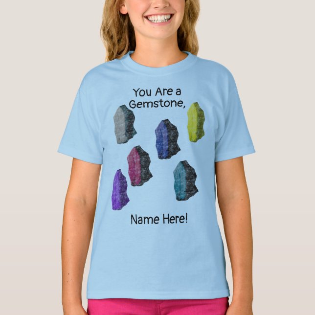 Personlig: "Du är en Gemstone!" Färgfläckig Sten T Shirt (Framsida)