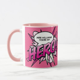 Personlig Du är min HERO Tecknad Bok Pop Art Mugg