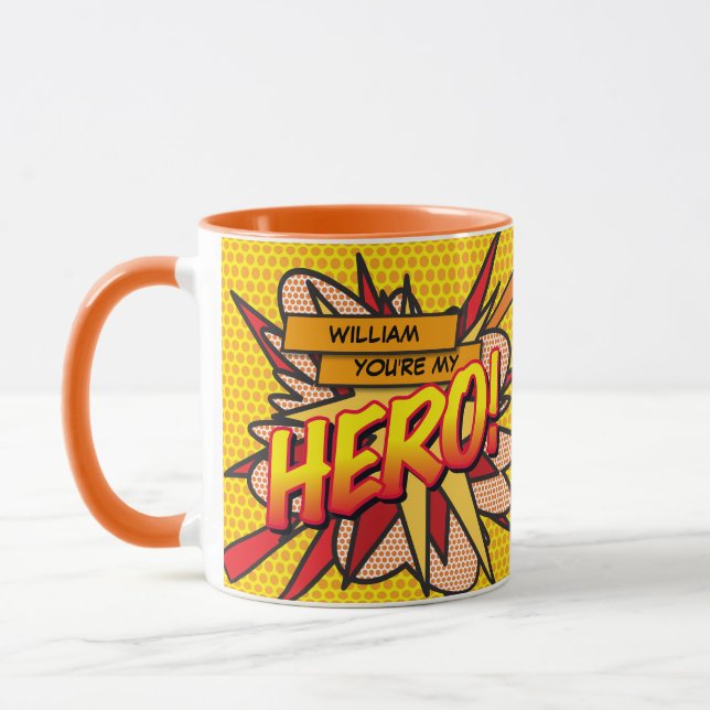 Personlig Du är min HERO Tecknad Bok Pop Art Mugg (Vänster)