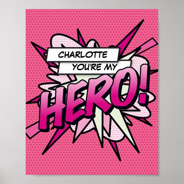 Personlig Du är min HERO Tecknad Bok Pop Art Poster (Framsidan)