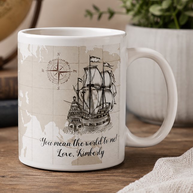 Personlig Du Betyder Världen För Mig Marin Jumbo Mugg (Personalized Nautical Father's Day Mug)