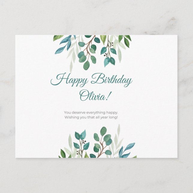 Personlig - du förtjänar allt lycklig vykort (Framsida)