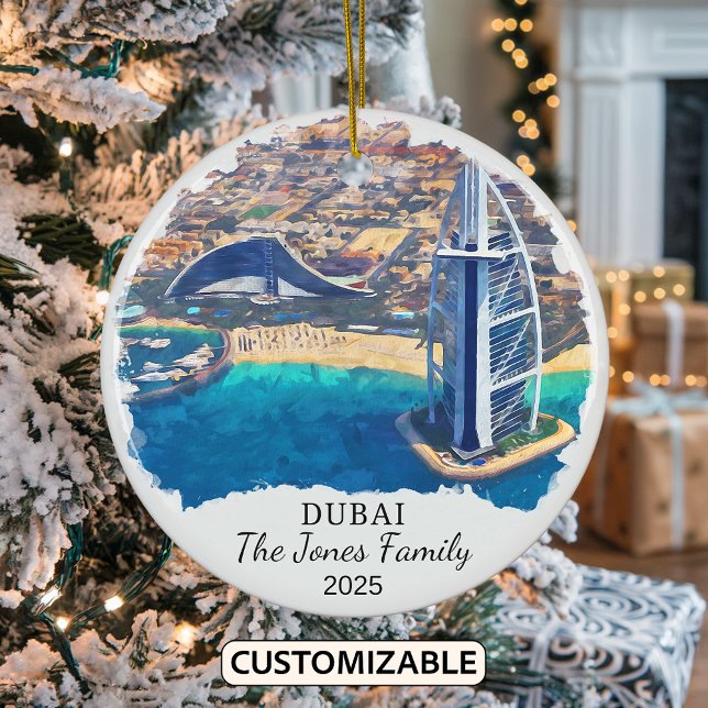 Personlig Dubai Ornament, Travel Gift Julgransprydnad Keramik (Skapare uppladdad)