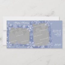 Personlig dubbel fotokort med snöflingor 1