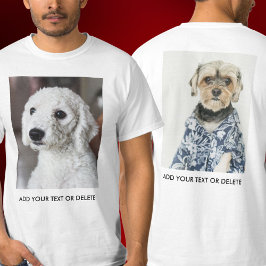 Personlig dubbelsidig foto text vit t shirt