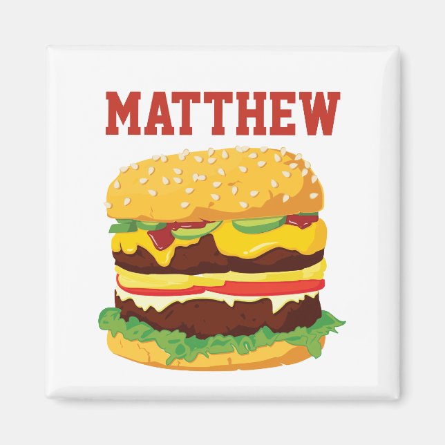 Personlig Dubbla Cheeseburger Fridge Magnet (Framsidan)