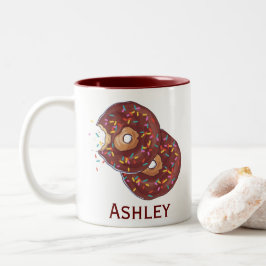 Personlig Dubbla Chocolate Donut with Sprinkles Två-Tonad Mugg