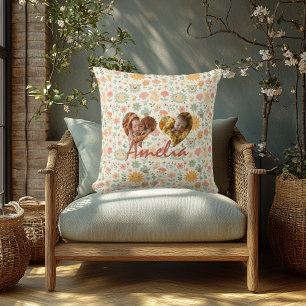 Personlig Dubbla Heart Photo Pillow Kawaii Back Kudde