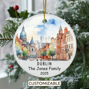 Personlig Dublin Ornament, Irland Julgransprydnad Keramik