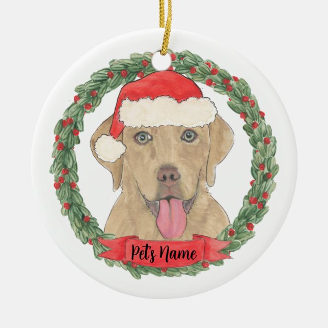 Personlig Dudley Labrador Jul Julgransprydnad Keramik (Framsidan)
