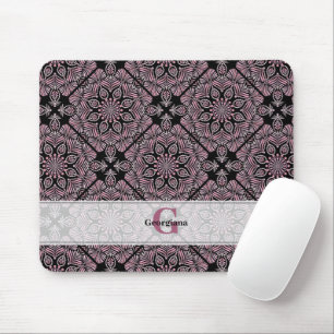 Personlig Dusky Ro Blommigt Fronds Mandala Tile Musmatta