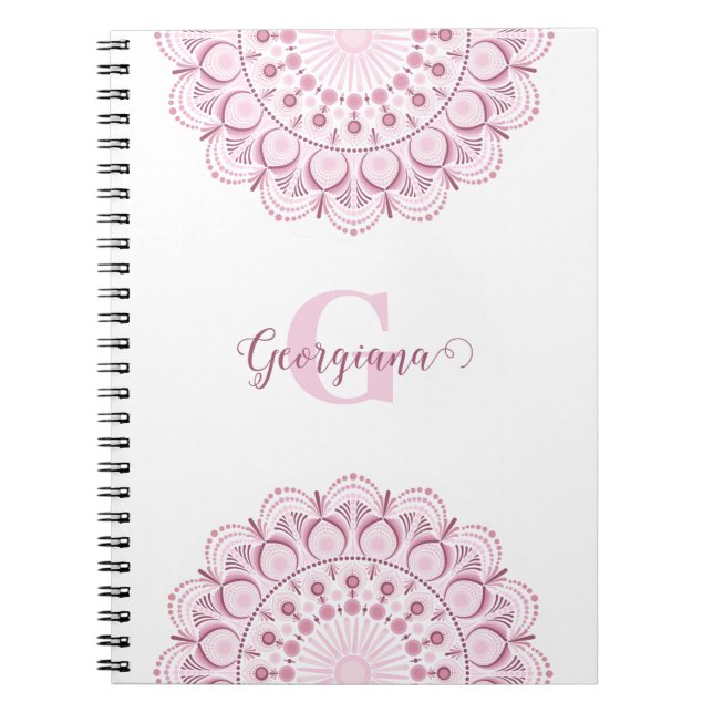 Personlig Dusky Ro Confetti Snöre Dot Mandala Anteckningsbok (Framsidan)