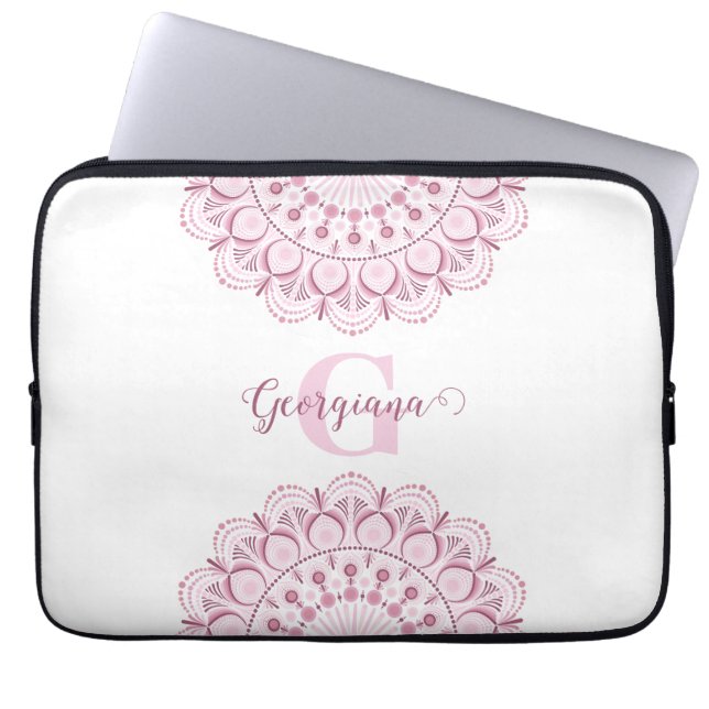 Personlig Dusky Ro Confetti Snöre Dot Mandala Laptop Fodral (Framsidan)