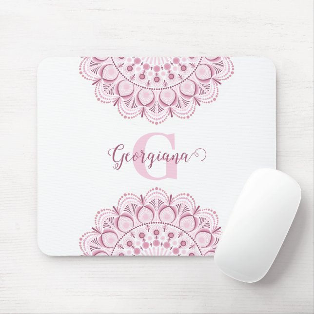 Personlig Dusky Ro Confetti Snöre Dot Mandala Musmatta (Med mus)