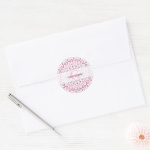 Personlig Dusky Ro Confetti Snöre Dot Mandala Runt Klistermärke