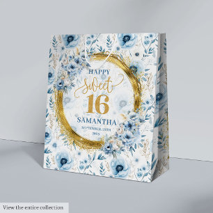 Personlig Dusty Blue Sweet sixteen Glitter Bags